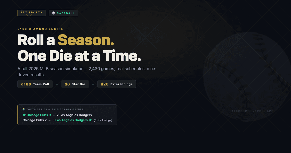 D100 Diamond Engine — Roll Your Own 2025 MLB Season